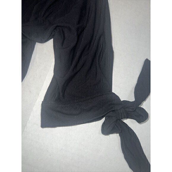 Free People Keepin On Tie Sleeve Top Blouse Black Womens Small - Picture 2 of 9